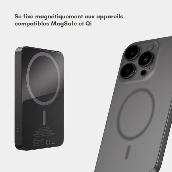Selencia Powerbank Vivid 5 000 mAh - MagSafe et Qi - Black / Check This Burgundy