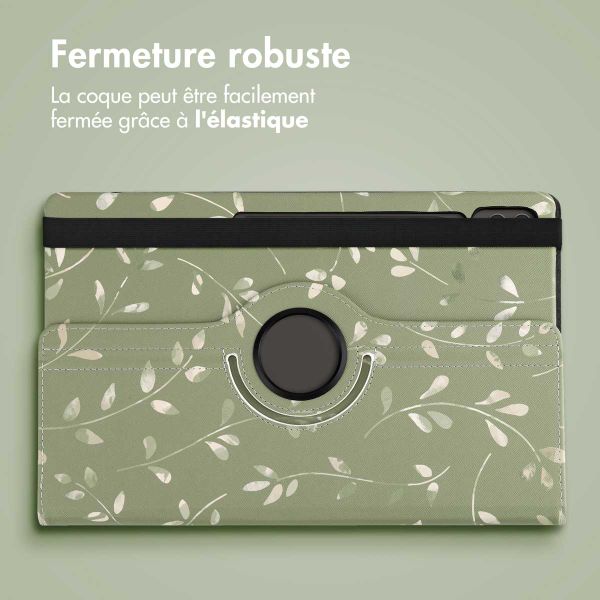imoshion Coque Design rotatif à 360° Samsung Galaxy Tab S10 Ultra / Tab S9 Ultra - Green Flowers