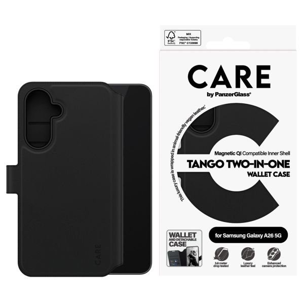CARE by PanzerGlass Étui de télephone portefeuille Tango 2 en 1 avec MagSafe Samsung Galaxy A26 - Black