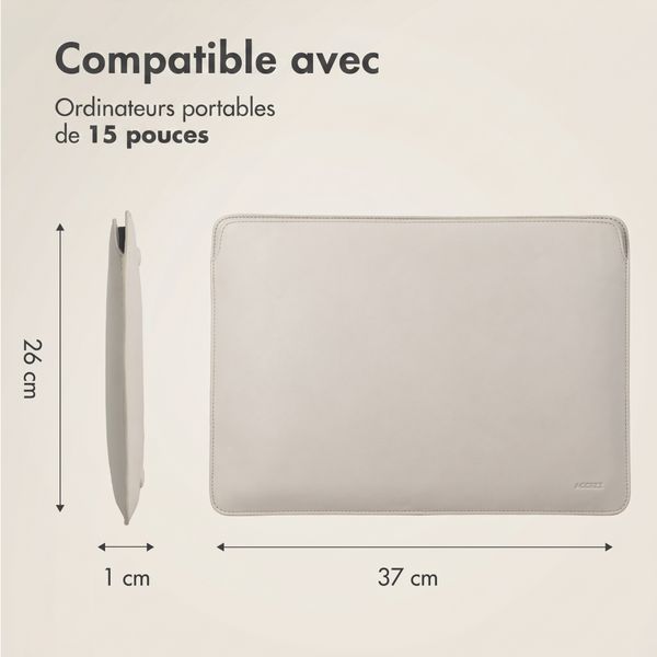 Accezz Leather Pochette ordinateur le Apple MacBook 15 pouces - Beige