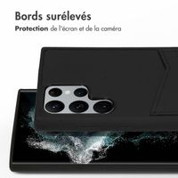 Accezz Coque en cuir de qualité supérieure avec fentes pour cartes Samsung Galaxy S22 Ultra - Noir