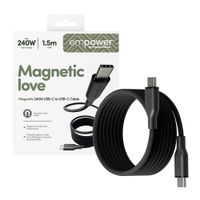 Empower by PanzerGlass Câble de recharge Magnetic Snake USB-C vers USB-C - 240 W - 1.5 mètres - Space Black