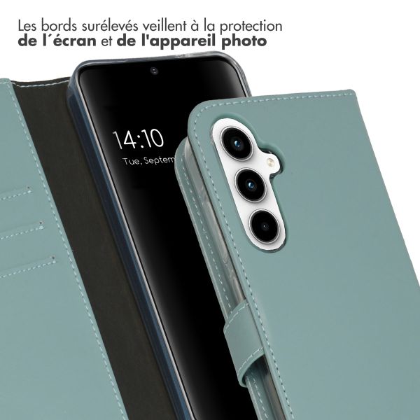 Selencia Étui portefeuille en cuir véritable Samsung Galaxy A55 - Air Blue