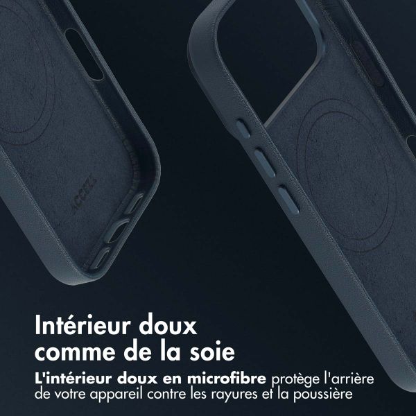 Accezz Coque arrière en cuir avec MagSafe Apple iPhone 17 Pro - Nightfall Blue