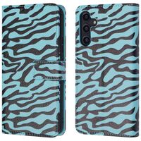 imoshion Étui de télephone portefeuille Design Samsung Galaxy A14 (5G/4G) - Black Blue Stripes