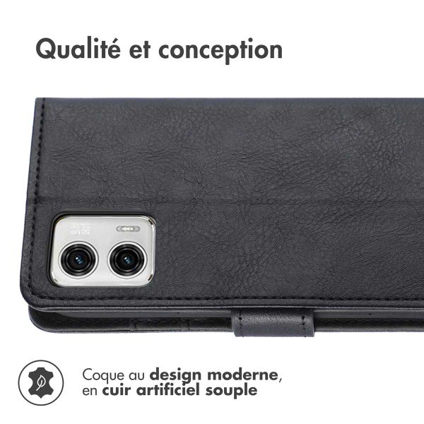 imoshion Étui de télephone portefeuille de luxe Motorola Moto G73 - Noir
