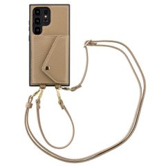Selencia Coque de télephone Sera avec cordon et porte-cartes enveloppe Samsung Galaxy S24 Ultra - Taupe