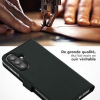 Selencia Étui portefeuille en cuir véritable Samsung Galaxy A27 (5G) - Vert