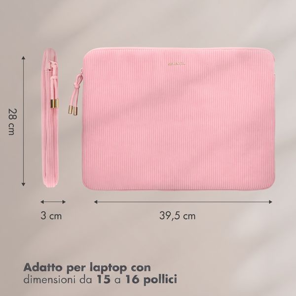Selencia Pochette ordinateur Corduroy 15-16 pouces - Soft Blush