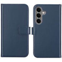 Selencia Étui portefeuille en cuir véritable Samsung Galaxy S25 - Bleu