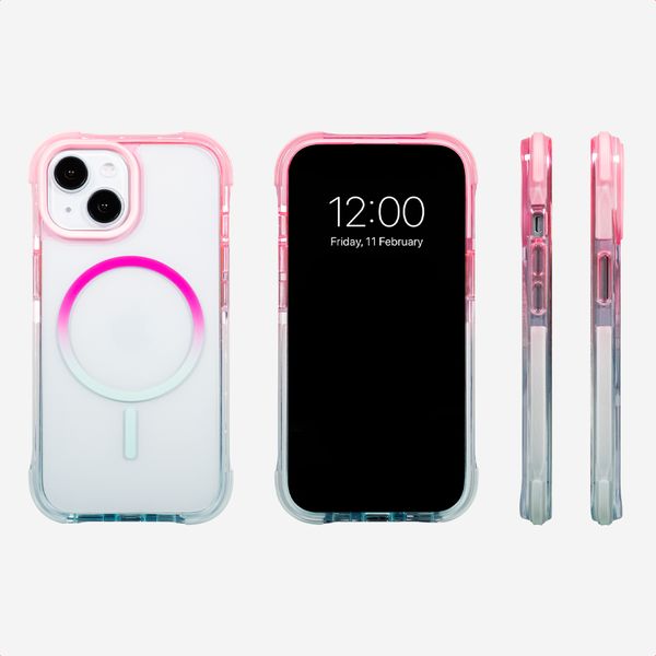 Selencia Coque arrière MagSafe Gradient Apple iPhone 15 - Rose / Bleu