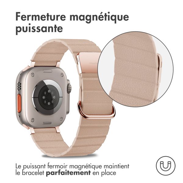 imoshion Bracelet en cuir magnétique Apple Watch | 44/45/46/49 mm - Beige