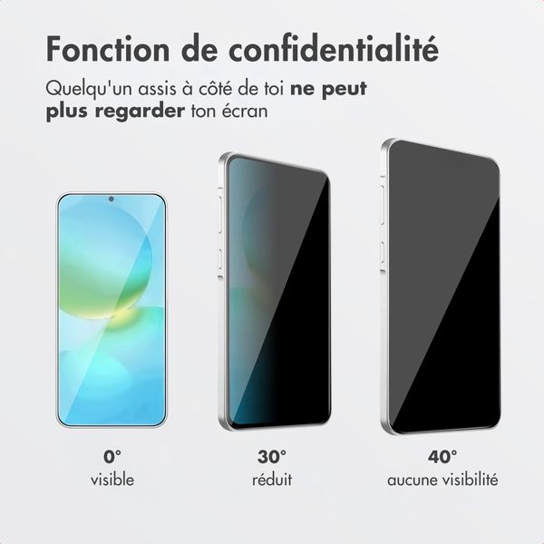 Accezz Protection d'écran en verre trempé avec filtre de confidentialité + Applicateur Samsung Galaxy A37 (5G)
