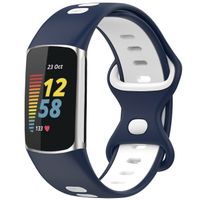 imoshion Bracelet Sport⁺ en silicone Fitbit Charge 5 / 6 - Dark Blue & White