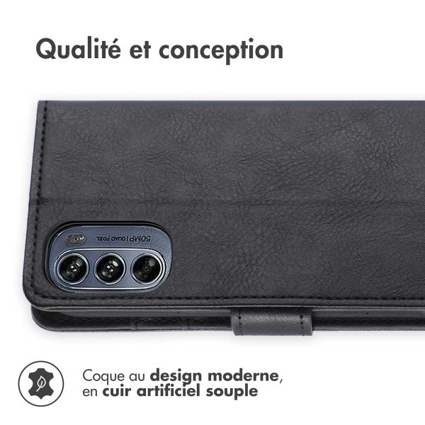 imoshion Étui de télephone portefeuille de luxe Motorola Moto G62 - Noir