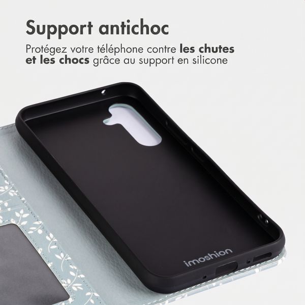 imoshion Étui de télephone portefeuille Design Samsung Galaxy A54 (5G) - Smoke Green Flowers