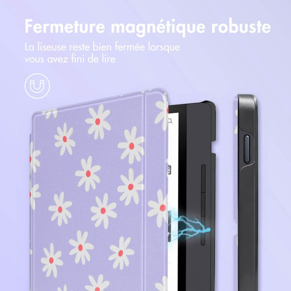 imoshion Design Slim Hard Sleepcover avec support Kobo Libra H2O - Flowers Distance