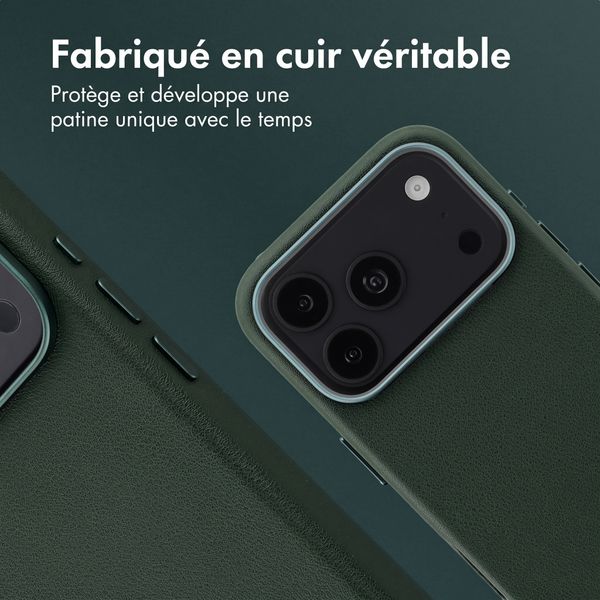 Accezz Coque arrière en cuir avec MagSafe Apple iPhone 18 Pro Max / 17 Pro Max - Cedar Green