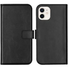 Selencia Étui portefeuille en cuir véritable Apple iPhone 12 Mini - Noir