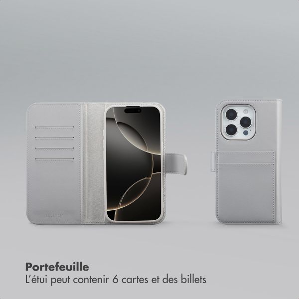 Selencia Étui portefeuille amovible Olyn avec MagSafe Apple iPhone 16 Pro - Gris