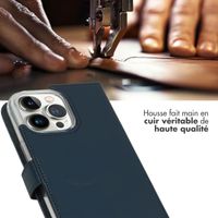 Selencia Étui portefeuille en cuir véritable Apple iPhone 14 Pro Max - Bleu