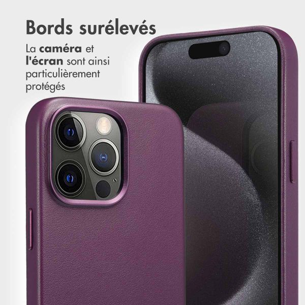 Accezz Étui de télephone portefeuille en cuir 2-en-1 avec MagSafe Apple iPhone 15 Pro Max - Heath Purple