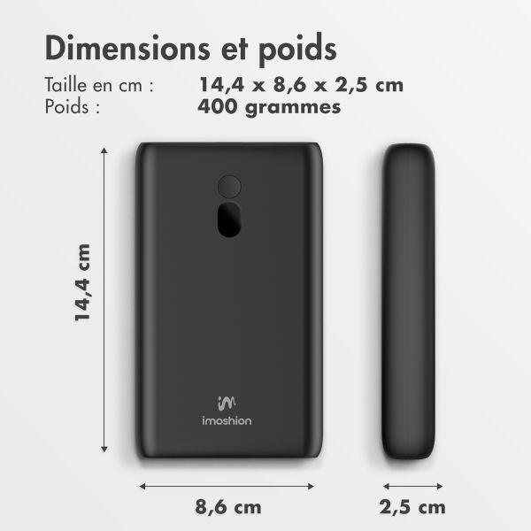 imoshion Powerbank 20 000 mAh - Quick Charge et Power Delivery - 100W - Noir