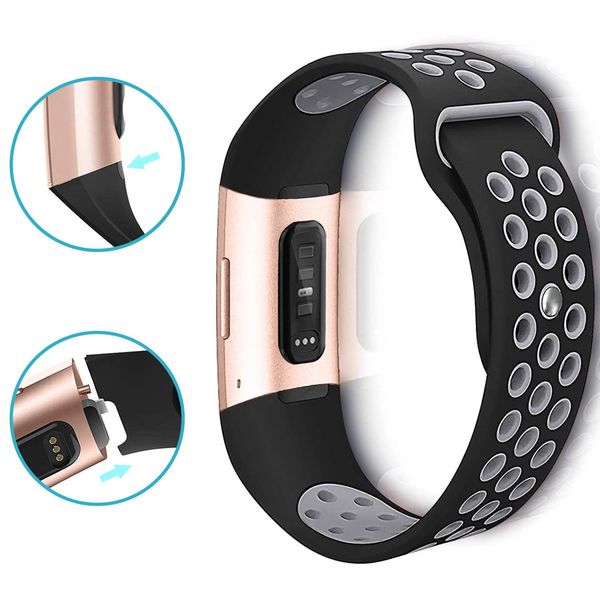 imoshion Bracelet sport silicone Fitbit Charge 3 / 4 - Noir
