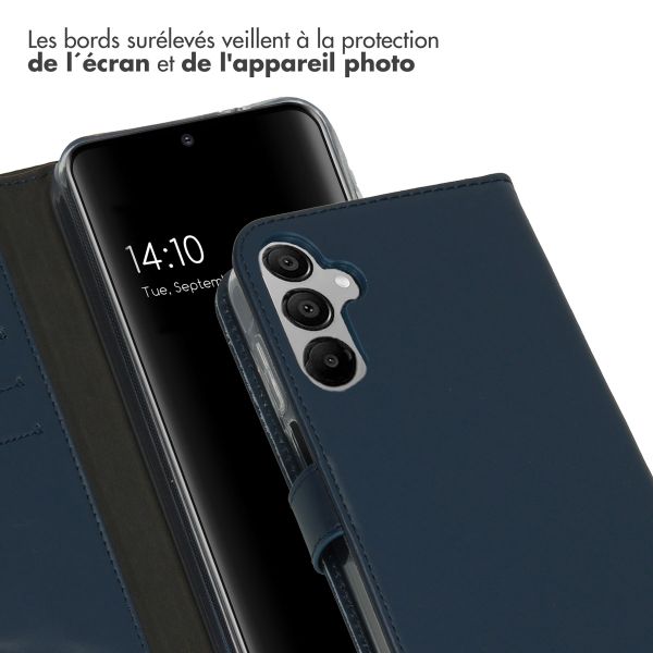 Selencia Étui portefeuille en cuir véritable Samsung Galaxy A35 - Bleu foncé
