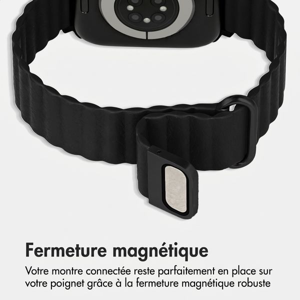 imoshion Bracelet magnétique en cuir synthétique Apple Watch | 44/45/46/49 mm - Noir