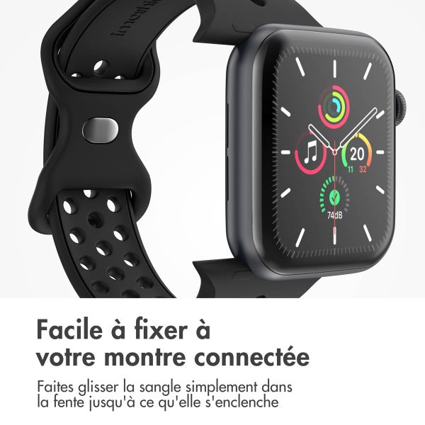 imoshion Bracelet Sport⁺ en silicone Apple Watch | 44/45/46/49 mm - Taille M/L - Noir
