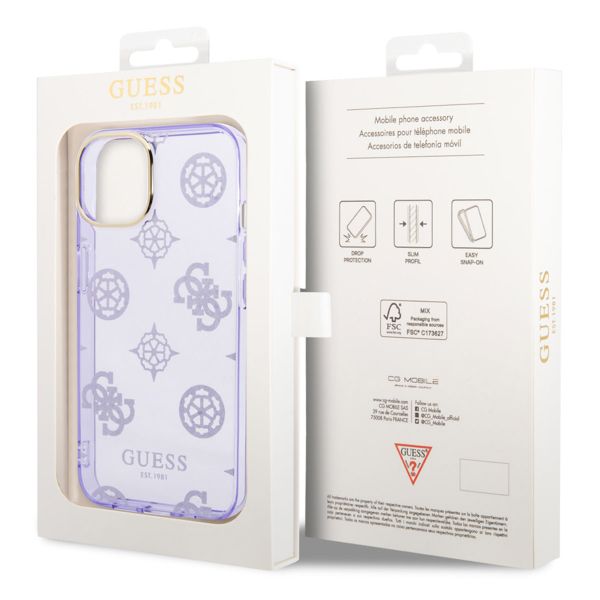 Guess Coque Peony Glitter Apple iPhone 14 - Lila