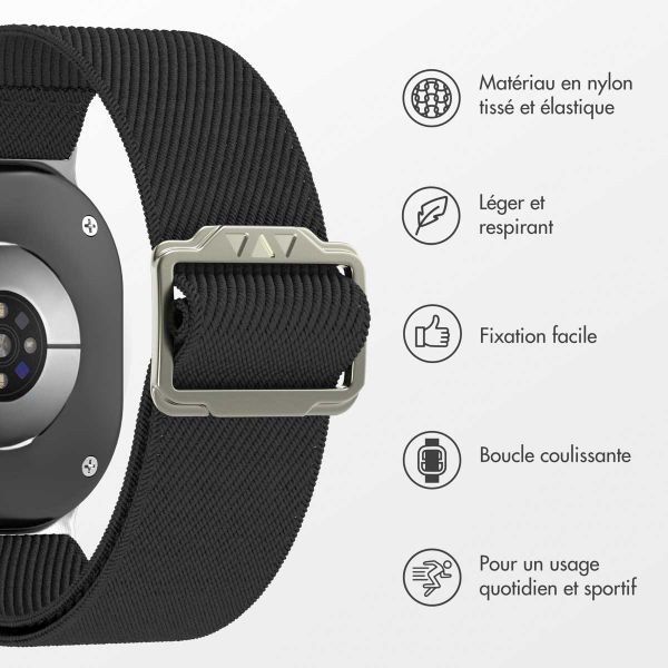 imoshion Bracelet en nylon élastique Samsung Galaxy Watch 8 (40/44mm) / Classic (46mm) - Noir