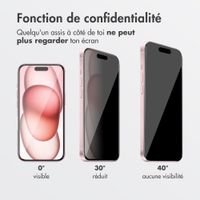 Accezz Protection d'écran en verre trempé avec filtre de confidentialité + Applicateur Apple iPhone 16 / 15