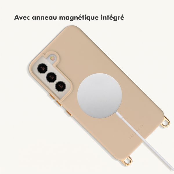 Selencia Coque arrière Rivièra avec MagSafe avec crochets amovibles Samsung Galaxy S22 - Milky Latte