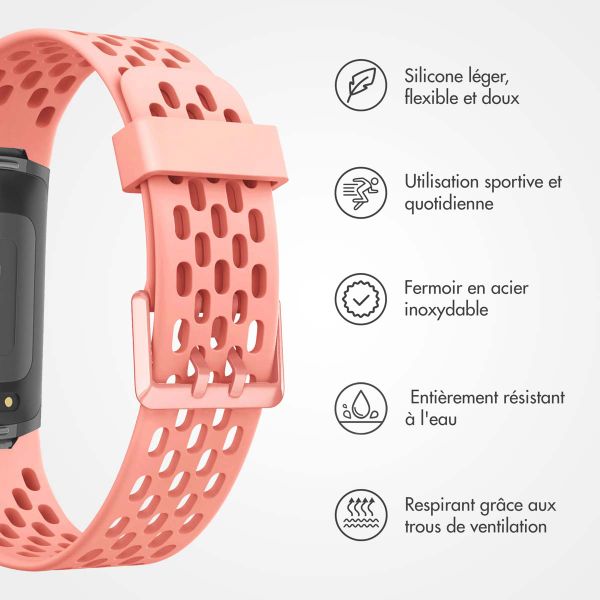 imoshion Bracelet sport en silicone avec boucle Fitbit Charge 5 / 6 - Peach