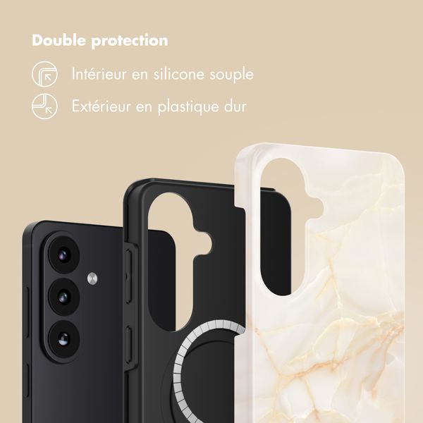 Selencia Coque arrière Vivid avec MagSafe Samsung Galaxy S26 - Golden Beige Marble
