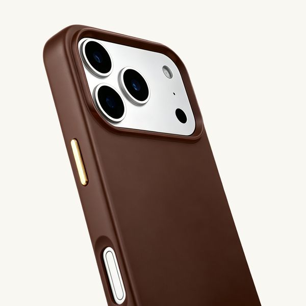 Selencia Coque arrière Rivièra avec MagSafe avec crochets amovibles Apple iPhone 18 Pro / 17 Pro - Choco Brown