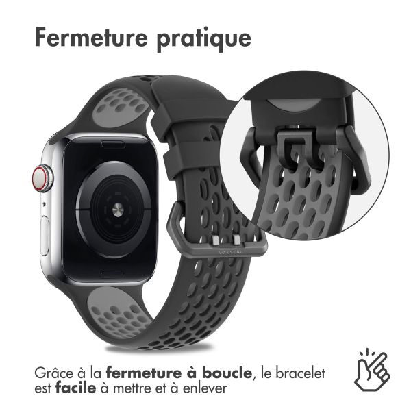 imoshion Bracelet sport en silicone avec boucle Apple Watch | 38/40/41/42 mm - Black / Grey