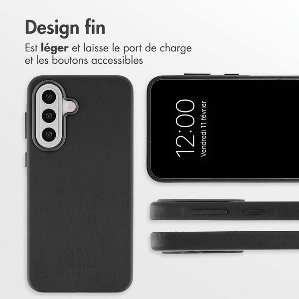 Accezz Coque arrière en cuir avec MagSafe Samsung Galaxy A57 (5G) - Onyx Black