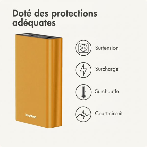 imoshion Ultra Series Aluminium Batterie externe 20.000 mAh - Charge rapide jusqu'à 33 watts - Gold