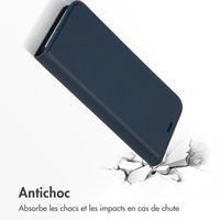 Accezz Étui de télephone Slim Folio en cuir de qualité supérieure Apple iPhone 12 (Pro) - Bleu foncé