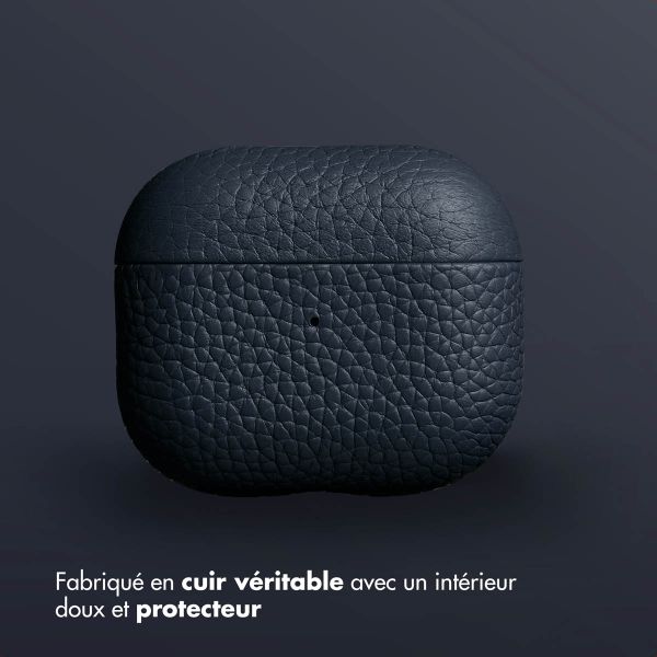 Accezz Coque en cuir véritable  Apple Airpods 3 - Bleu foncé