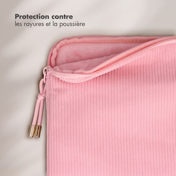 Selencia Pochette ordinateur Corduroy 13-14 pouces - Soft Blush