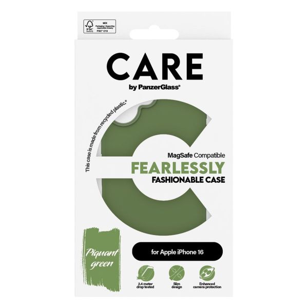 CARE by PanzerGlass Coque Fashion MagSafe Apple iPhone 16 - Green
