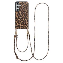 Selencia Coque de télephone Nova avec cordon et porte-cartes Samsung Galaxy S25 / S24 - Leopard