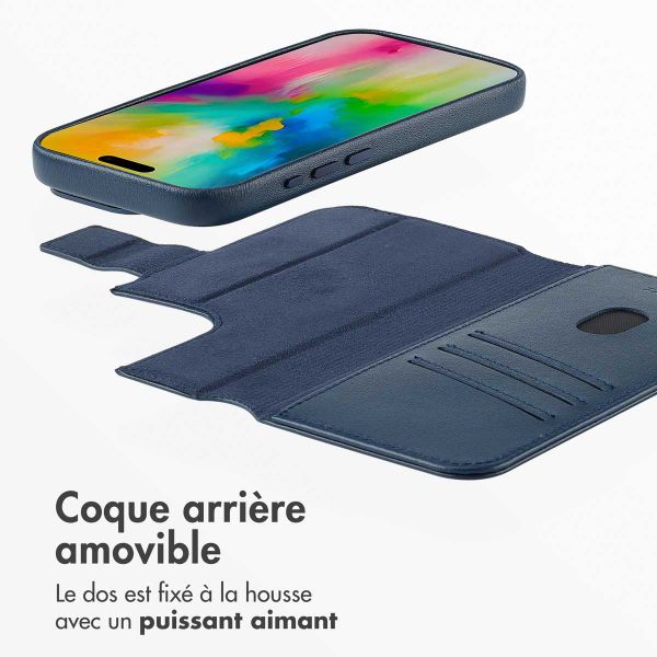 Accezz Étui de télephone portefeuille en cuir 2-en-1 avec MagSafe Apple iPhone 16 Pro - Nightfall Blue