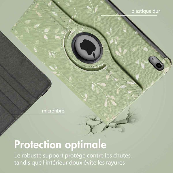 imoshion Coque tablette Design rotatif à 360° Apple iPad 11 (2025) 11 pouces A16 / iPad 10 (2022) 10.9 pouces - Green Flowers