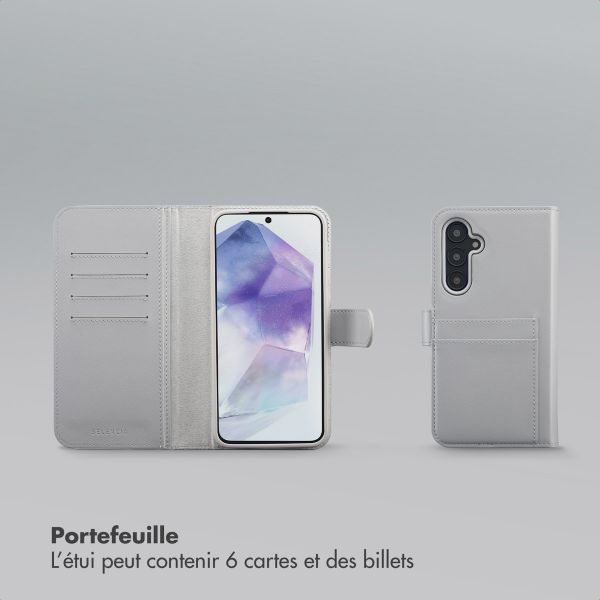 Selencia Étui portefeuille amovible Olyn avec MagSafe Samsung Galaxy A55 - Gris