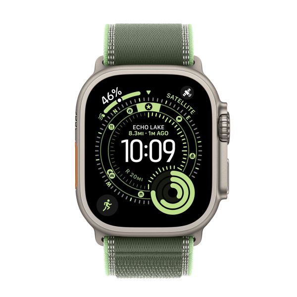 Apple Bracelet Trail Loop Apple Watch | 44/45/46/49 mm - Taille S/M - Neon / Green Natural Titanium
